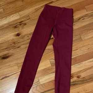 Full length maroon Lululemon wunder under